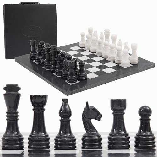 Radicaln 15" Marble Chess Set - Handmade Black/White