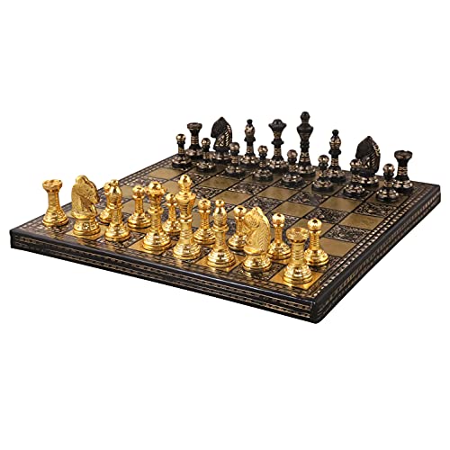 Staunton Inspired Brass Metal Luxury Chess Set - 12