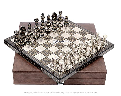 Collectible Brass Chess Set with Premium Metal Board