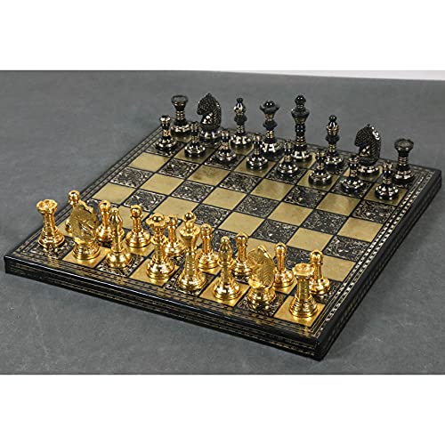Staunton Inspired Brass Metal Luxury Chess Set - 12