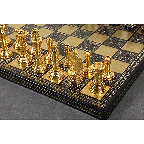 Staunton Inspired Brass Metal Luxury Chess Set - 12