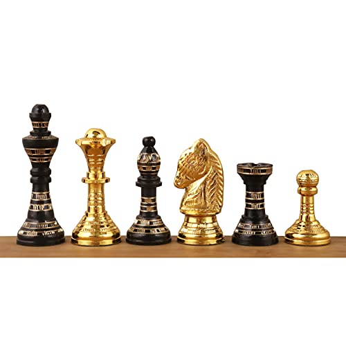 Staunton Inspired Brass Metal Luxury Chess Set - 12