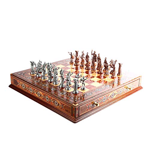 Handmade Copper Rome Chess Set with Solid Wooden Board