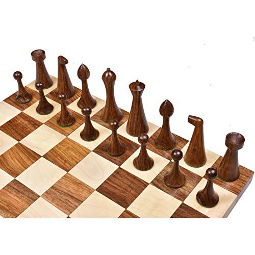 Herman Ohme Minimalist Wooden Chess Set, Golden Rosewood