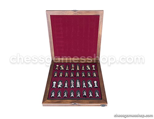 Handcrafted Brass Chess Set on Rosewood Mosaic Board