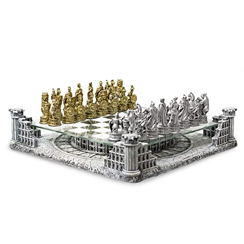 Ancient Roman Gladiators 3D Chess Set with Glass Board
