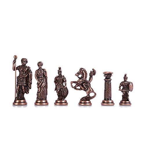 Handmade Copper Rome Chess Set with Solid Wooden Board