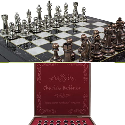 Customized 14" Chess Set with Metal Figures - Perfect Gift