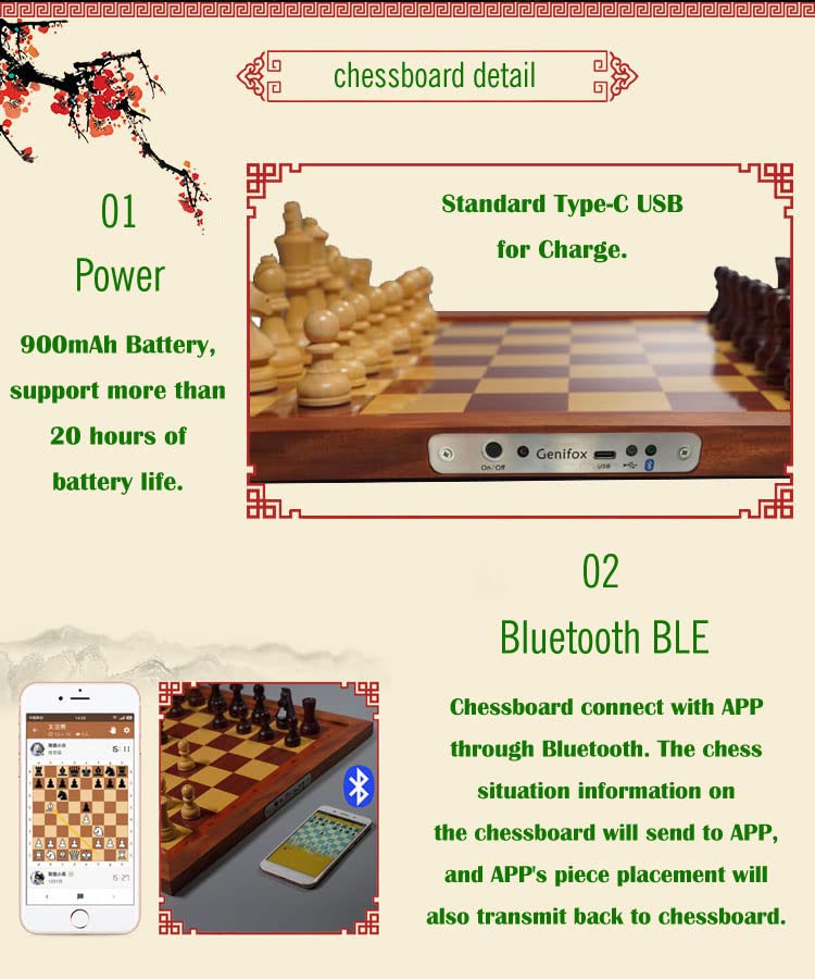 GENIFOX Electronic Chess Board Set - VIP Lichess Play