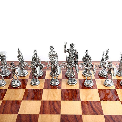 Handmade Copper Rome Chess Set with Solid Wooden Board