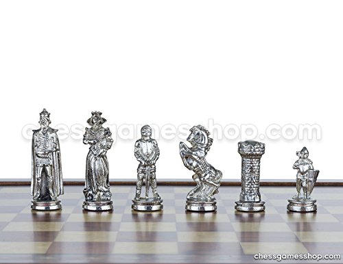 Handcrafted Brass Chess Set on Rosewood Mosaic Board