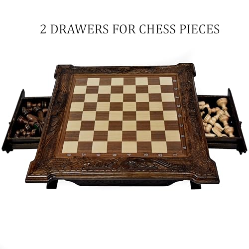 Handmade Big Chess Set with Storage: Luxury Inlaid Wood