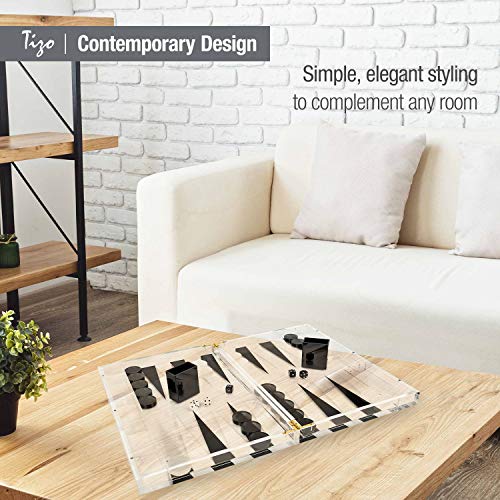 TIZO Lucite Backgammon Set with Magnetic Closure