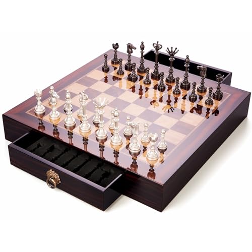 AMEROUS 20" Wooden Chess Set with Metal Pieces