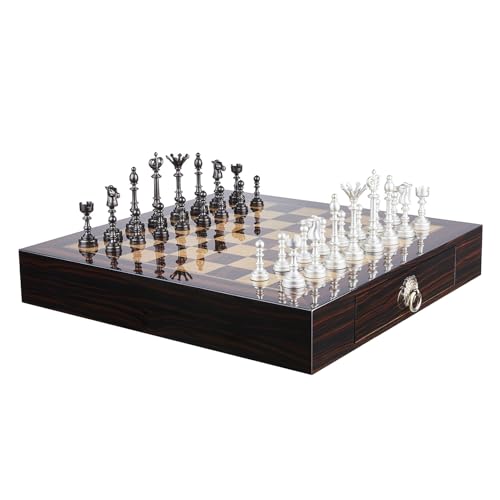 AMEROUS 20" Wooden Chess Set with Metal Pieces