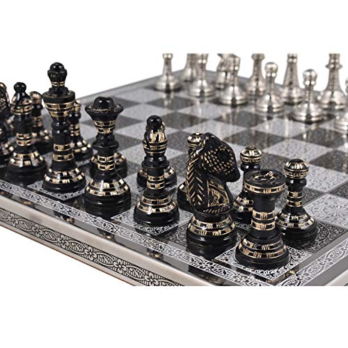 Luxury Staunton-Inspired Chess Set with Antique Brass Pieces