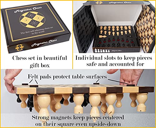 Self-Adjusting Tournament Chess Set with Magnetic Heavy Pieces