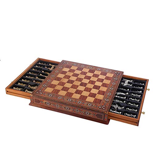 Handmade Copper Rome Chess Set with Solid Wooden Board