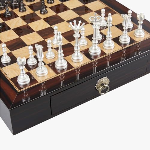 AMEROUS 20" Wooden Chess Set with Metal Pieces