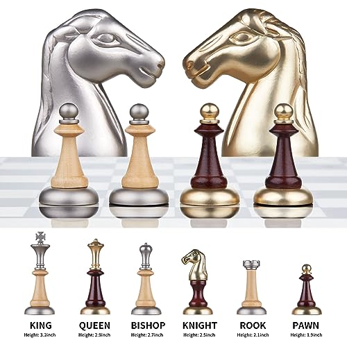 AMEROUS 16" Wooden Chess Set with Storage Drawers