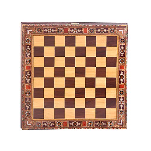 Antique Copper Metal Chess Set and Wooden Board