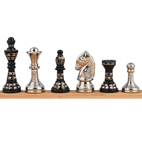 Luxury Staunton-Inspired Chess Set with Antique Brass Pieces