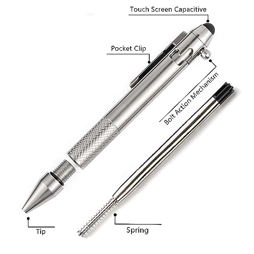 Titanium Bolt Action Pen Stylus with Pocket Clip