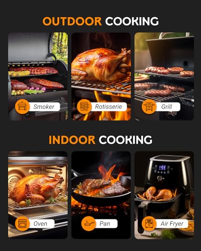 Smart Wireless Meat Thermometer for Indoor and Outdoor Cookouts