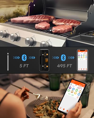 Smart Wireless Meat Thermometer for Indoor and Outdoor Cookouts