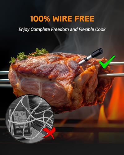 Smart Wireless Meat Thermometer for Indoor and Outdoor Cookouts