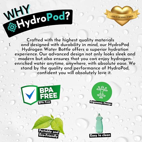 HydroPod Hydrogen Water Bottle with Ionizer and Filter