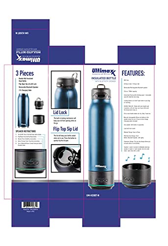 Ultimaxx Bluetooth Speaker Water Bottle - Steel Design + Lights