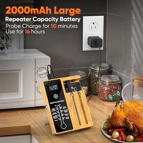 Smart Wireless Meat Thermometer with Dual Probes (Green)