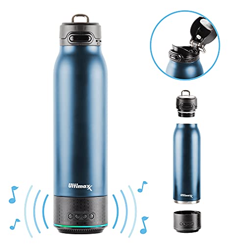 Ultimaxx Bluetooth Speaker Water Bottle - Steel Design + Lights