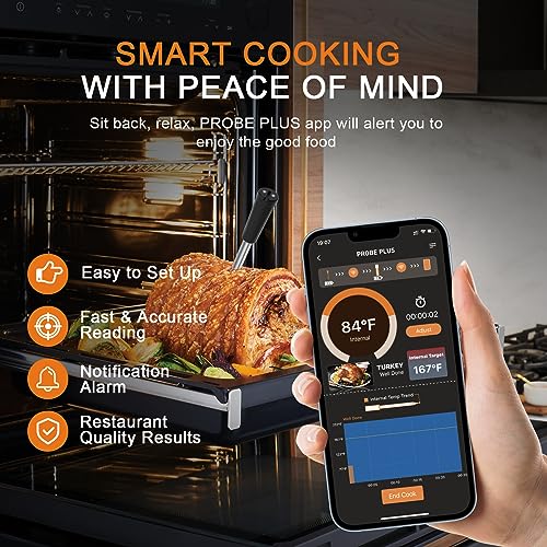 Bluetooth Thermometer for BBQ, Kitchen, Oven, Grill - 300FT Range