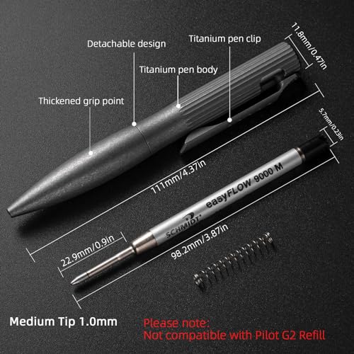 TIMULTI Titanium Bolt Action EDC Writing Pen, Metal Tactical