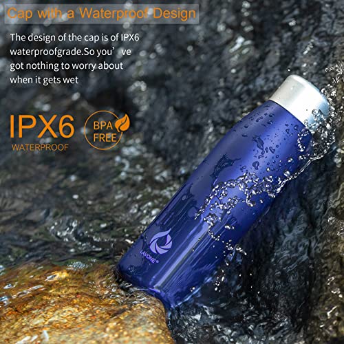 Blue Stainless Steel Water Bottle with Self-Cleaning UV Purifier