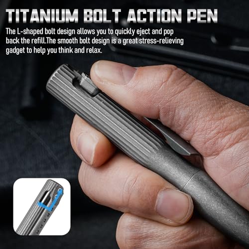 TIMULTI Titanium Bolt Action EDC Writing Pen, Metal Tactical