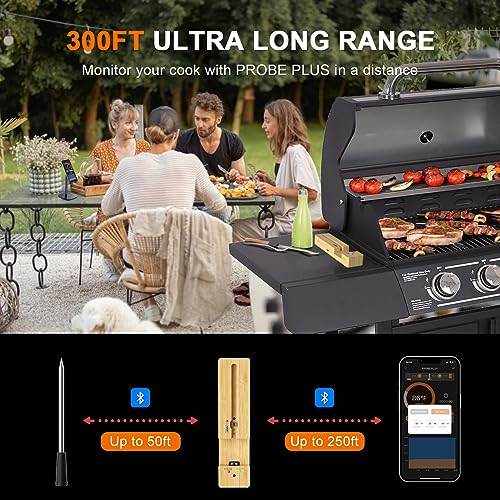 Bluetooth Thermometer for BBQ, Kitchen, Oven, Grill - 300FT Range