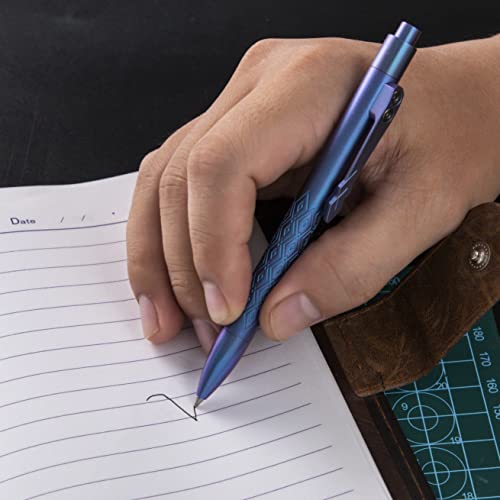 Blue 9TiEDC Titanium Stylish Metal EDC Pen Smooth
