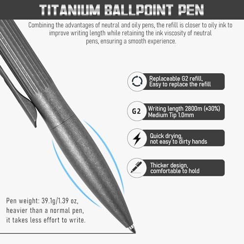 TIMULTI Titanium Bolt Action EDC Writing Pen, Metal Tactical