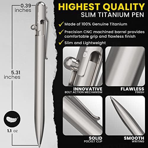 BASTION® Luxury Slim Bolt Action Pen - Titanium