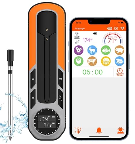 500FT Bluetooth Smart Meat Thermometer for BBQ Cooking