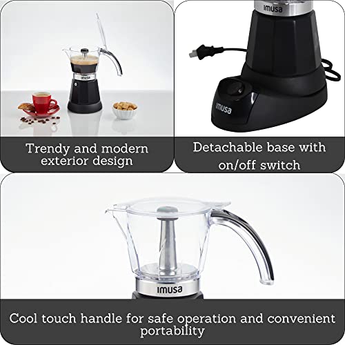 Imusa Electric Espresso Maker, 3-6 Cup, Black
