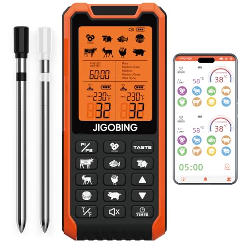 Wireless Meat Thermometer with 2 Probes, Smart Control