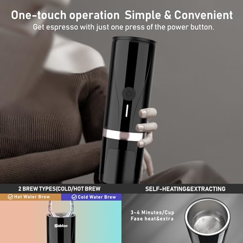 Sobtoe Portable Espresso Maker, 20 Bar, NS Pods & Ground Coffee