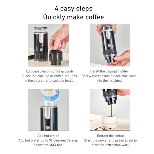 Portable Electric Espresso Maker, Rechargeable, for Travel & Office