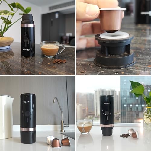 Glueckzeit Portable Espresso Machine, Self-Heating, Rechargeable, 20 Bar