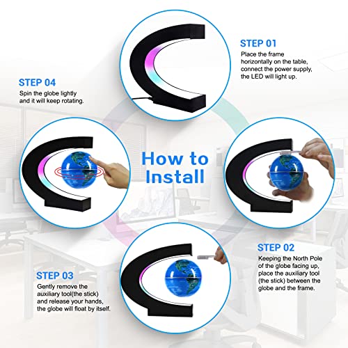 Levitating Globe with LED Lights for Home Office