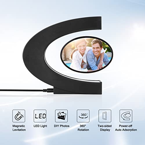 Levitating Floating Photo Frame with LED Light Rotation, Creative